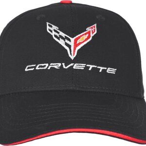 JH Design Men's Chevy Corvette C8 Logo Cap Adjustable Black Hat